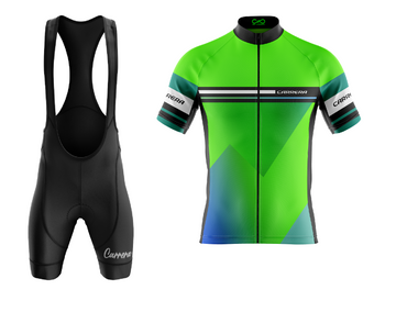 Uniforme Ciclismo Fit Corto con Tirantas - Verde Neon Manga Corta